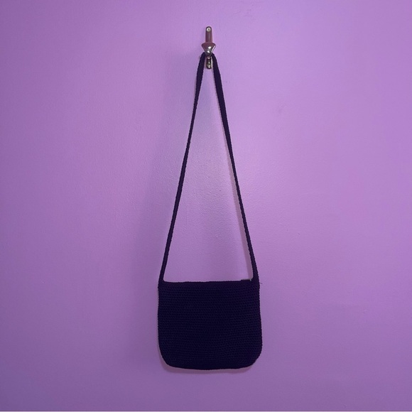 The Sak Crochet Purse Original Black Shoulder Crossbody Bag Zipper Boho - Picture 2 of 8